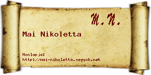 Mai Nikoletta névjegykártya
